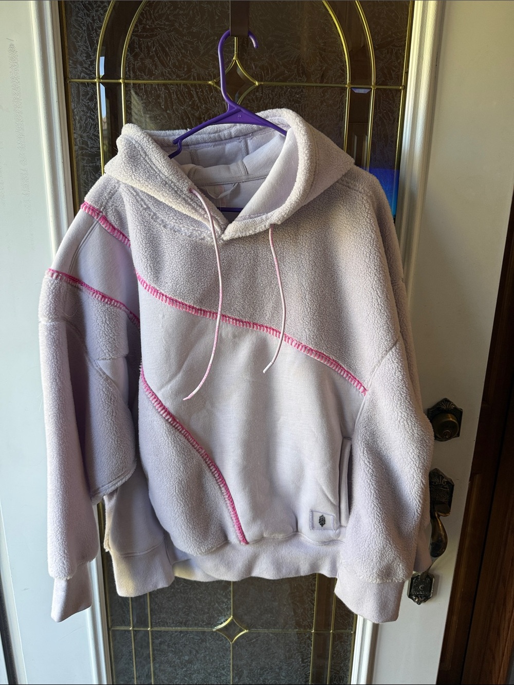 Free People Lavender Hoodie with Pink Trim(SPRINT TO THE FINISH)